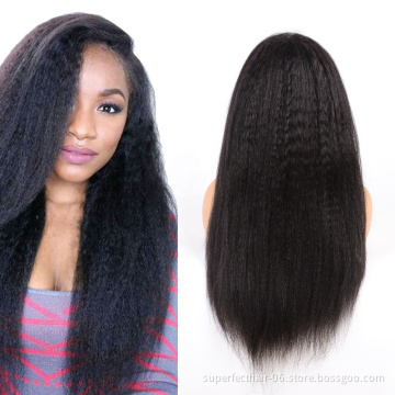 Kinky Straight Lace Front Human Hair Wig Pre Plucked With 100% Remy Human Hair Virgin Baby Hair Lace Wigs